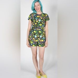 Birds of North America Neon Splatter Romper- Size 14
